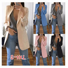 Load image into Gallery viewer, Wipalo Plus Size 2019 Women Elegant Slim Casual Solid Business Blazer Bodycon Long Blazers Jacket Ladies Spring Autumn Suit
