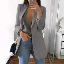 Load image into Gallery viewer, Wipalo Plus Size 2019 Women Elegant Slim Casual Solid Business Blazer Bodycon Long Blazers Jacket Ladies Spring Autumn Suit
