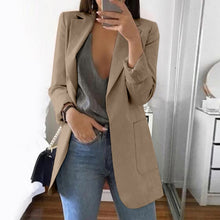 Load image into Gallery viewer, Wipalo Plus Size 2019 Women Elegant Slim Casual Solid Business Blazer Bodycon Long Blazers Jacket Ladies Spring Autumn Suit
