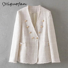 Load image into Gallery viewer, Miguofan tweed coat white women blazers spring office blazer Elegant veste femme sexy ropa mujer basic jackets coat 2020 zora
