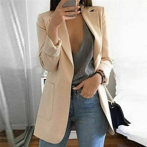 1pc Autumn Women Casual Long Sleeve Coat Suit Slim Cardigan Tops Blazer Jacket Outwear Formal Women V neck blazer Big pocket