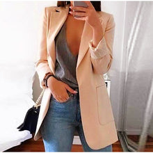 Load image into Gallery viewer, 2020 Fashion Autumn Women Slim Blazers Jacket Female Work Office Lady Black Pockets Notched Blazer Coat
